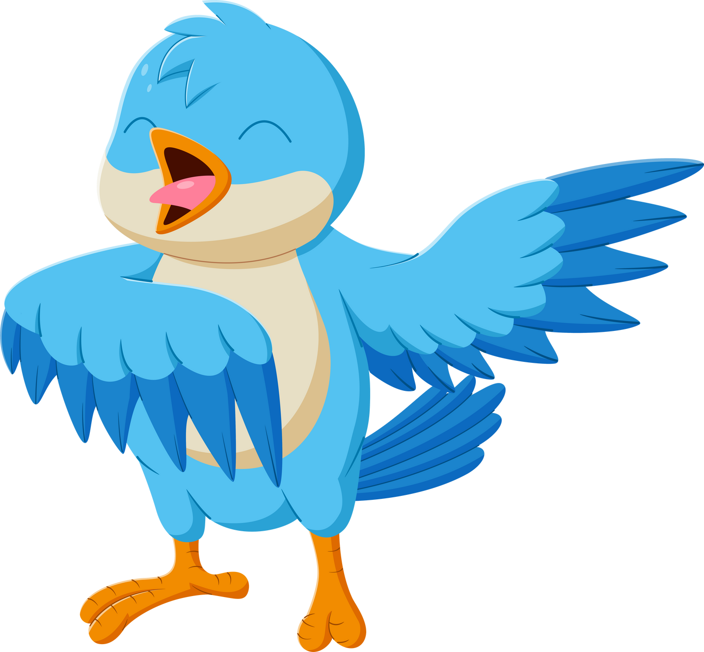 Cartoon blue bird singing
